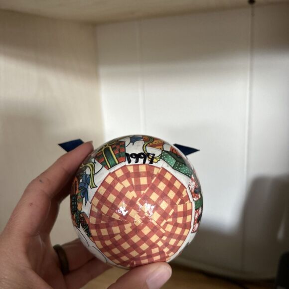 Vintage Christmas Ornaments Snowman Santa Lot of 2 Ball Ribbon - Picture 6 of 6